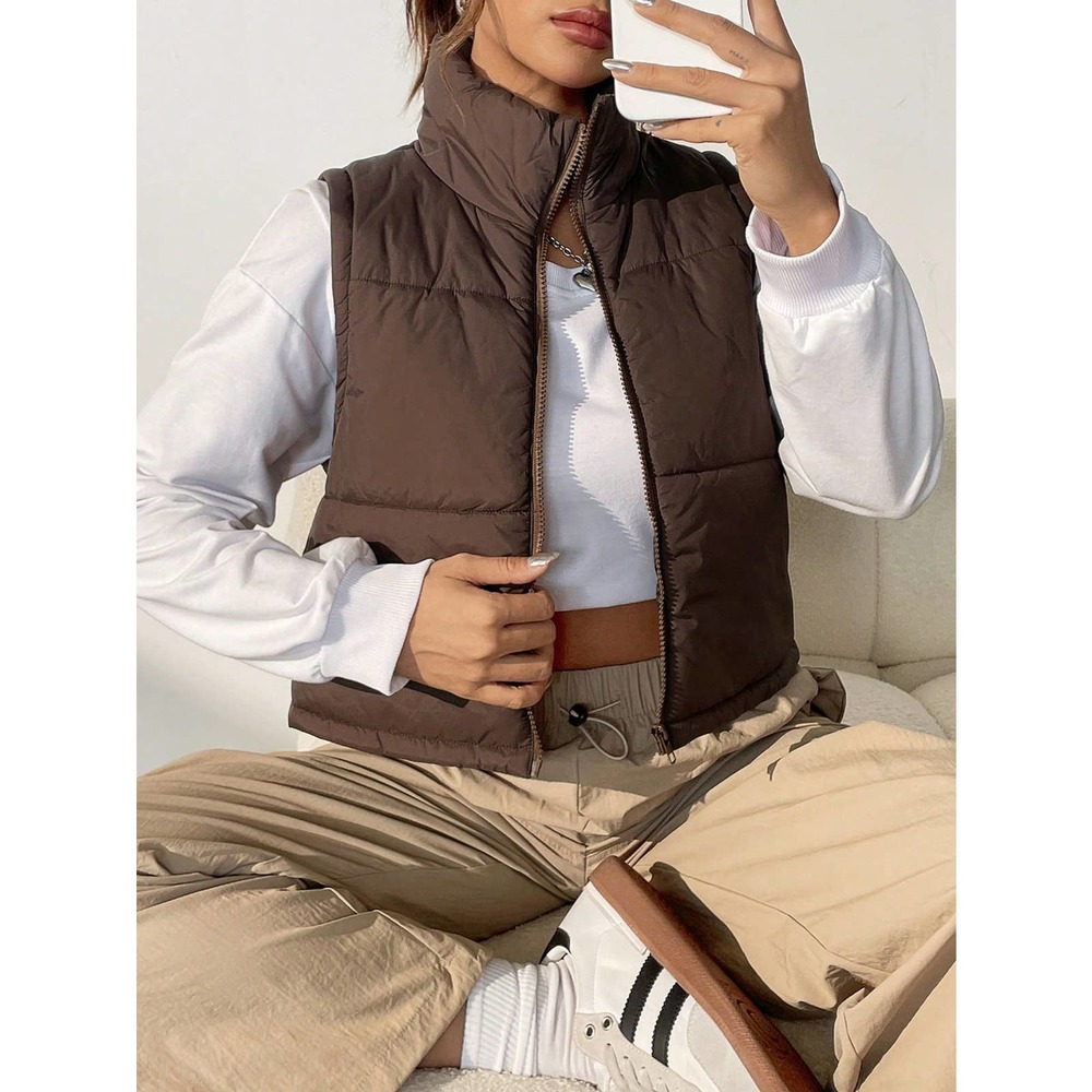 minimalist quilted Zip Up Vest Puffer Coat - Picture 7 of 8